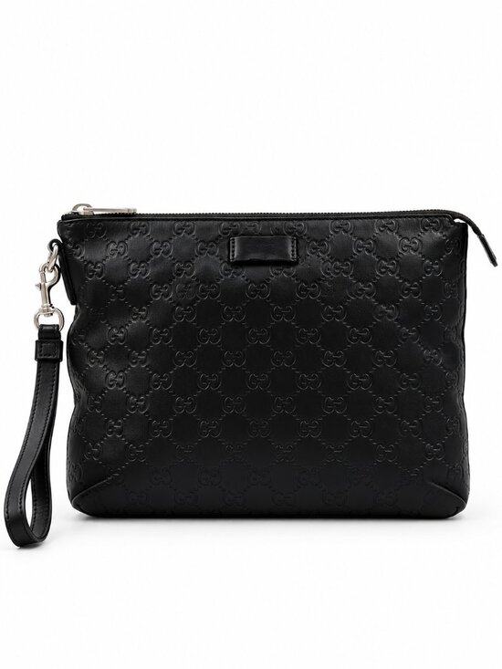 Gucci Handbags - Gucci Micro Guccissima Black Leather Wristlet Clutch Pouch